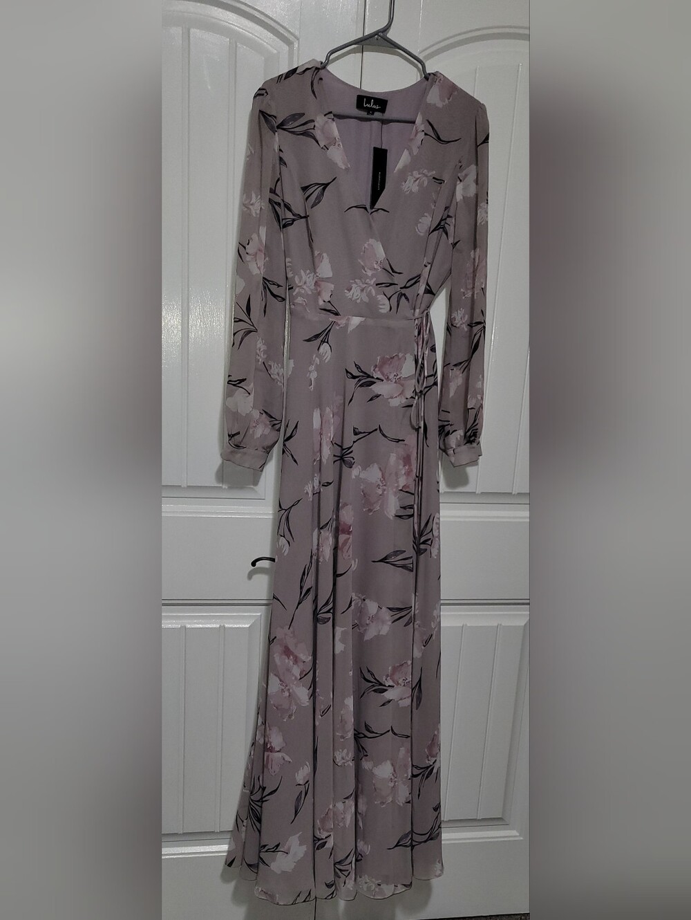 Lulu's Dusty Lavender Floral Wrap Maxi Dress - Picture 9 of 10